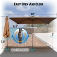 thumbnail image 3 of Sunrise 10'x6.5' Outdoor 26 LED Lights Patio Umbrella Rectangle Sunshade Umbrella (Brown), 3 of 8