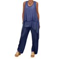 thumbnail image 2 of ZenCart Two Piece Outfits for Women Casual Sleeveless Irregular Top Wide Leg Pants Set Loose Lounge Suit for Summer, 2 of 8