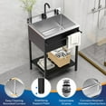thumbnail image 5 of Ktaxon Stainless Steel Utility Sink, Free Standing Sink with Faucet & Towel Rack, Perfect for Laundry Room, Kitchen, Restaurant, Garage, Backyard, 19"D x 26"W x 39"H, 5 of 8