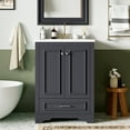 thumbnail image 2 of Euroco 24" Bathroom Vanity with Sink, Modern Bathroom Cabinet with Ceramic Basin & Adjustable Storage, Solid Wood Frame Vanity, 2 of 8