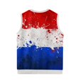 thumbnail image 5 of Men's Patriotic Star-Patterned Sleeveless Sweater Vest Red White And Blue Knit V-Neck Tank Top, 5 of 5