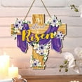 thumbnail image 4 of SLYNSHome Easter Welcome Cross Sign Wooden Door Wreath for Front Door Cross Sign Christian Jesus Flowers Ornaments Hanging Crafts for Spring Decorations, 4 of 5