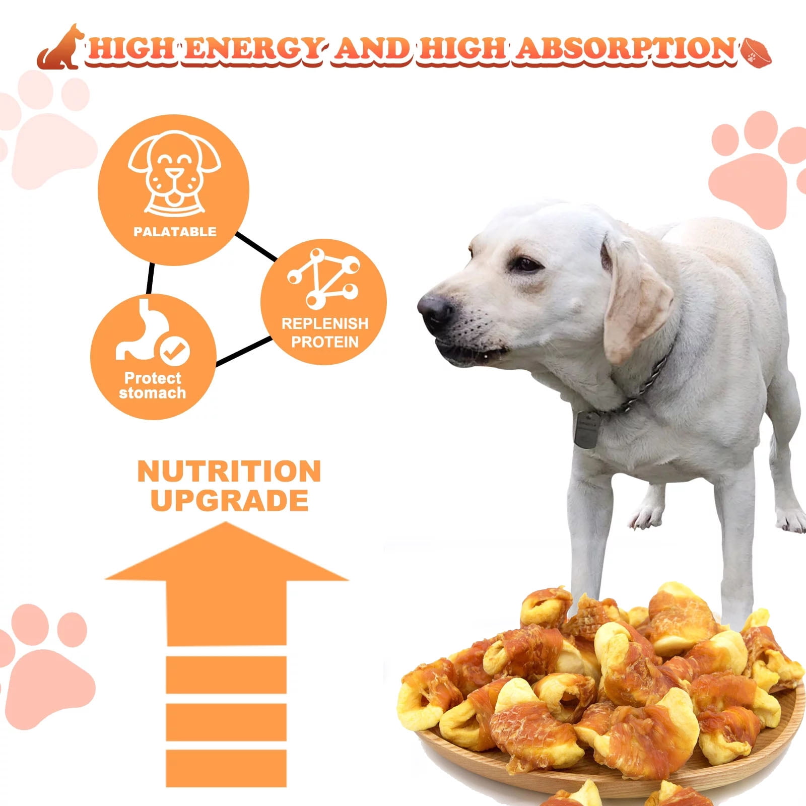3.53oz*6Packs Chicken Wrapped Apple Dog Treats - Grain-Free and Gluten-Free Chewy Dog Snacks, Natural High-Protein Training Treats For Small to Large Dogs, Healthy Puppy Jerky Bites