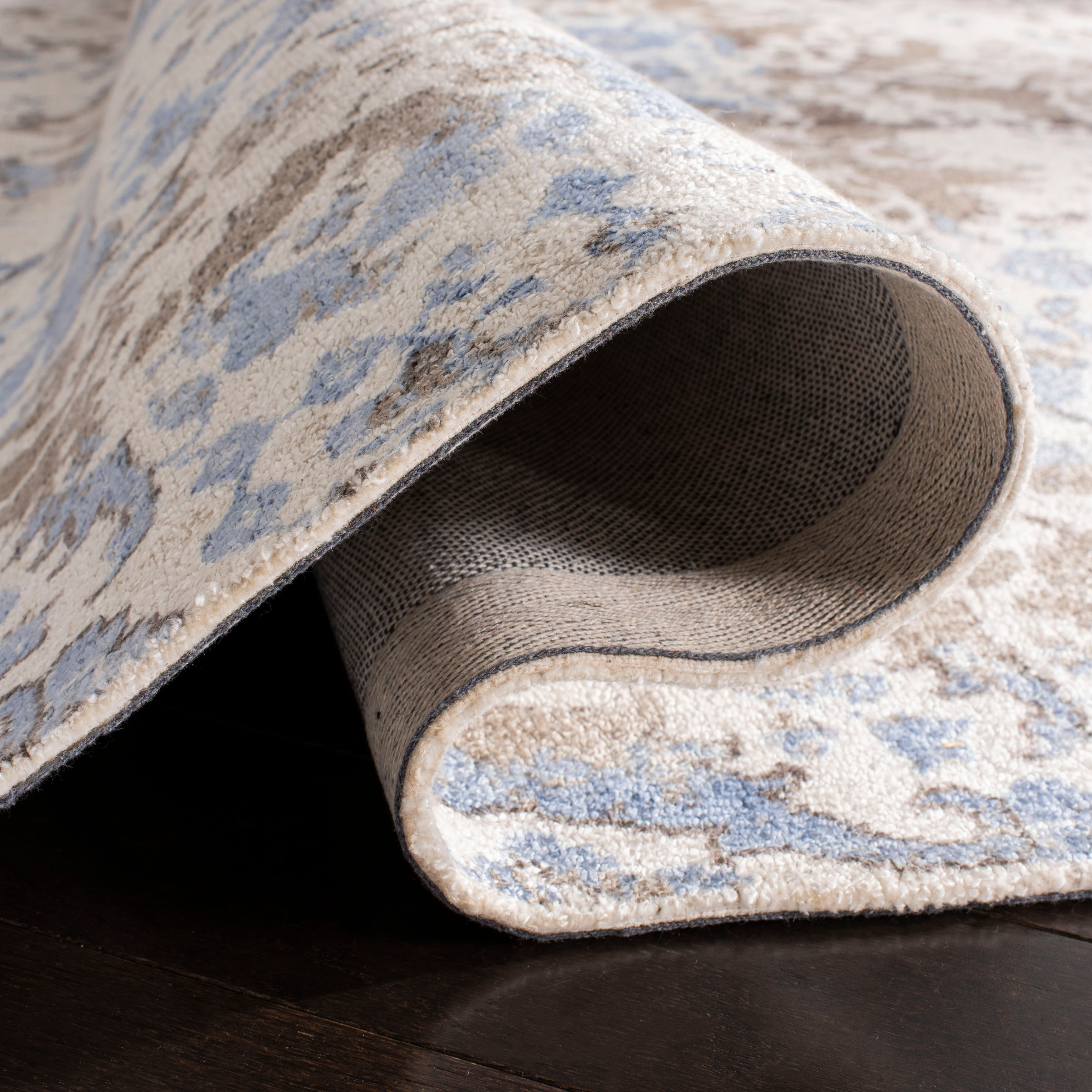 SAFAVIEH Expression Charlene Abstract Area Rug, Ivory/Blue, 4' x 6'