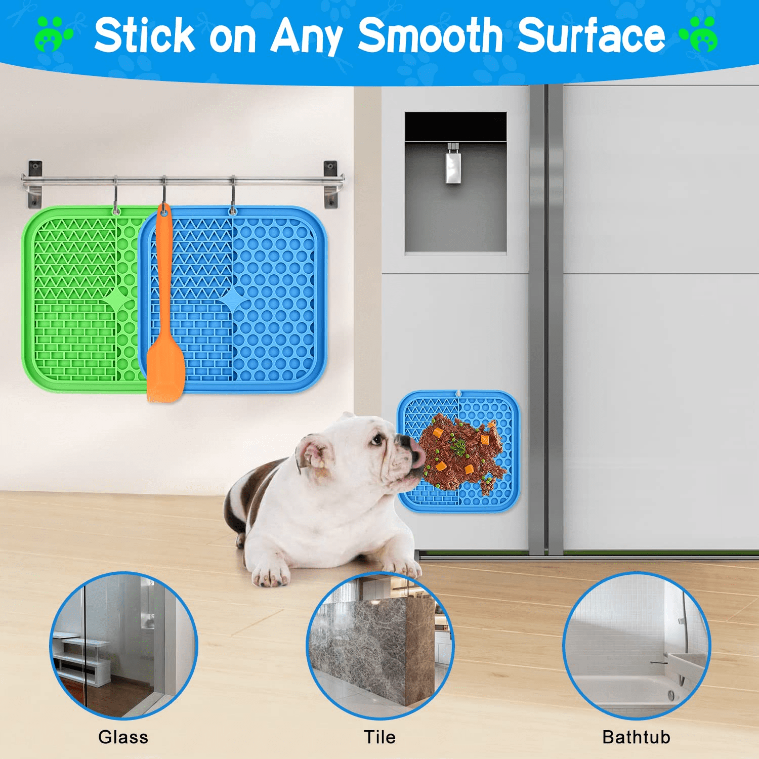 3pcs Dog Lick Mats With Suction , Dog Food Mat Feeding Dog Bowl, Food Grade  Silicone Pet Lick Mat