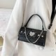 thumbnail image 4 of Alligator Mujeres PU Bolso Amor Cadena Hombro Crossbody Tote Bag (Negro) Tmvgtek Oficina Multiescena Multifunción, 4 of 9