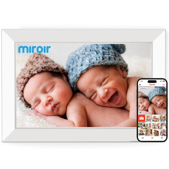 Miroir 10.1 Inch WiFi Digital Photo Frame, 1280x800 HD IPS Touch Screen Digital Picture Frame Display, 32GB Storage, Auto-Rotate, Wall Mountable, Sha