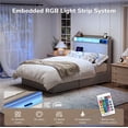 thumbnail image 3 of BELLEZE Full Size Bed Frame with 4 Drawers, Storage Headboard & Charging Station, Bed Frame with LED Lights, Platform Full Bed Frame with Storage, No Box Spring Needed - Cove (White), 3 of 7