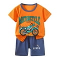 thumbnail image 2 of Baby Boy Outfit Toddler Kids Summer Cartoon Excavator Dinosaur Rabbit Lion Print Short Sleeved Tops and Shorts 2Pc Outfit Cotton Pajama Girl Outfits Orange 5 Years-6 Years, 2 of 4