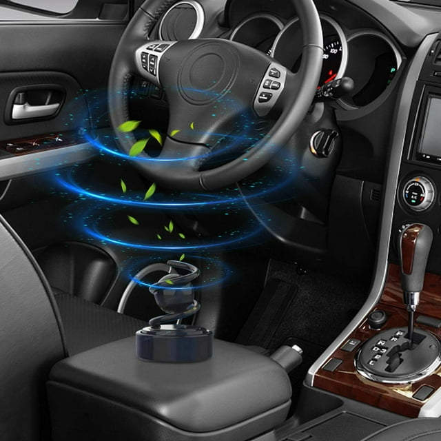 COM1950s Solar-Powered Car Air Freshener with Levitating Rotating Double Ring for 360-Degree Fragrance Diffusion, Long-Lasting Solid Perfume Core, Compact Resin Material for Vehicle Interior Decor