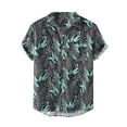 thumbnail image 2 of Men Spring Summer Casual Slim Printed Short Sleeve Beach Shirts Top Blouse, 2 of 6