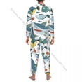 thumbnail image 5 of Pijama de hombre con solapa y manga larga, ropa de dormir divertida con diseño de tiburón y pez en estilo escandinavo, ropa de hogar para hombre, 5 of 5