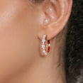 thumbnail image 3 of Gem Stone King 18K Rose Gold Plated Silver White Lab Grown Diamond Hoop Earrings for Women (3.00 Cttw, Round 4MM and 1.9MM, Gemstone Birthstone 1 inch Diameter), 3 of 3