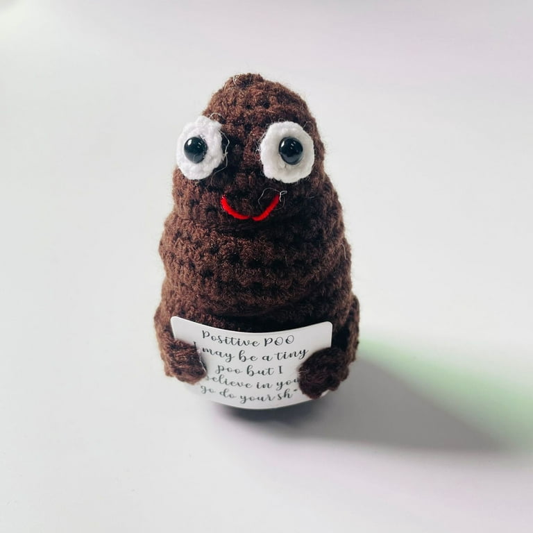 Waroomhouse Hand Holding Letter Board Crochet Handmade Positive Poop  Crochet Keyring Pendant Cute Cartoon-inspired Knitted Toy for Home Room  Decor