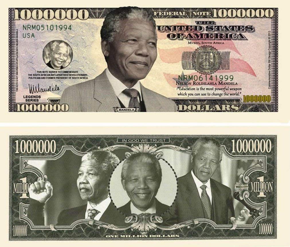 10 Nelson Mandela Million Dollar Bill With Bonus Thanks A Million Gift Card Set Walmart Com Walmart Com