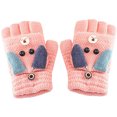 thumbnail image 1 of Kid Cute Cartoon Dog Gloves Winter Warm Convertible Fingerless Gloves with Mitten Cover, 1 of 3