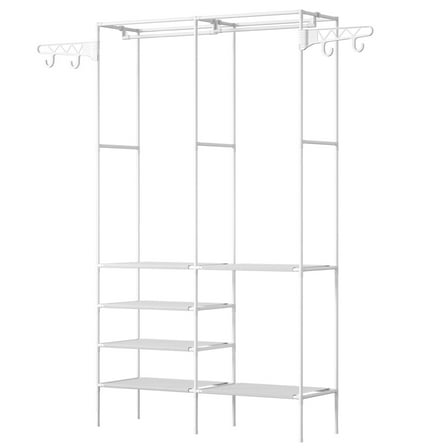 AetherLove Heavy Duty Garment Rack, Portable Clothing Rack for Hanging Clothes with 4 Tiers Shelves, Metal Free Standing Closet Organizer and Storage System for Cloakroom Bedroom