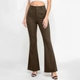 thumbnail image 2 of Timegard Work Pants for Women Button High Waist Flare Leg Loose Fitting Business Casual Office Suit Pants(L,Coffee), 2 of 9
