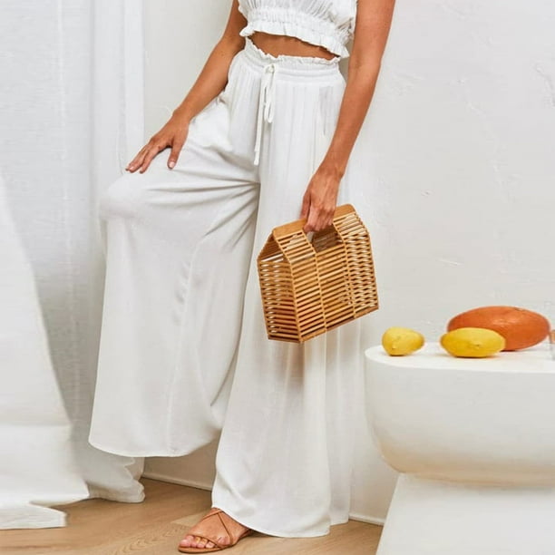 Pantalones holgados de mujer Primavera Verano Pantalones casuales Moda Color sólido Pantalones femeninos FLhrweasw Nuevo