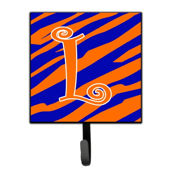Letter L Initial Tiger Stripe Blue and Orange Leash or Key Holder
