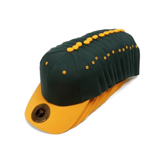 Top Headwear 12-Pack Adjustable Baseball Hat - Green/Yellow