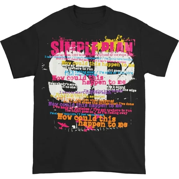 Reprint Rare Vtg Simple Plan Lyrics Heavy Cotton Black T Shirt Unisex S-5XL