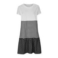 Meichang Polka Dot Midi Dresses for Women Short Sleeve Crew Neck Color