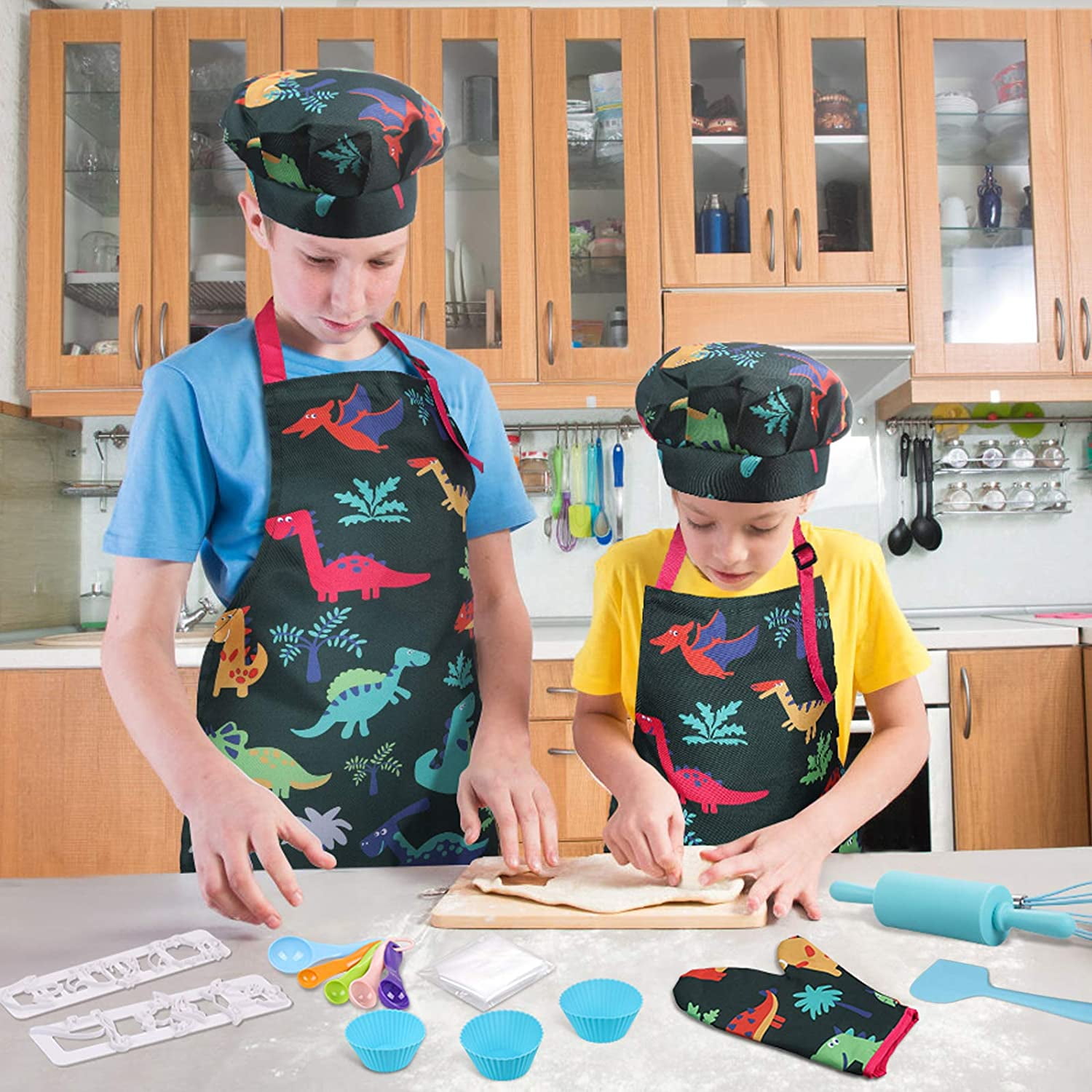 Unisex Kid Girl Boy Kitchen Apron Chef Hat Outfit Cooking Baking Painting Sets 