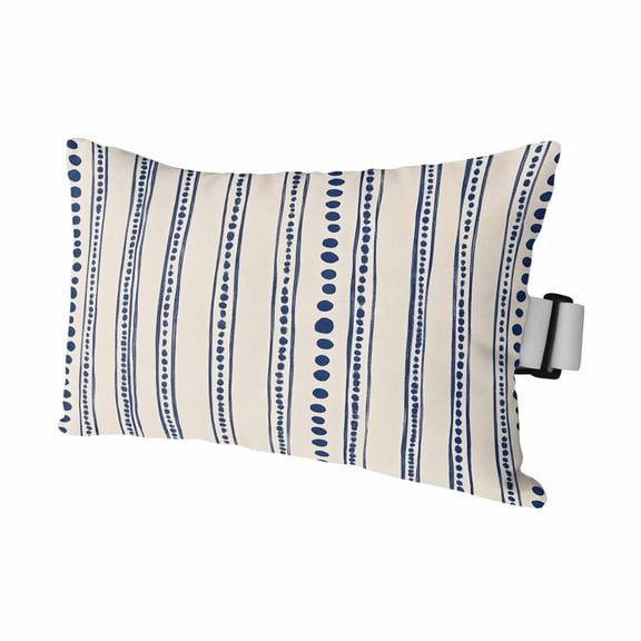 Navy Blue Outdoor Pillows for Chaise Lounge Chair Waterproof Lumbar Pillows with Insert&Adjustable Strap Beach Headrest Pillow Modern Geometric Abstract Art Striped Pillow for Patio Pool 11"x16"
