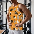 thumbnail image 5 of Disketp Bold Black and White Leaves Orange Men's Workout Tank Tops Sleeveless Gym Shirt Quick Dry Fitness Bodybuilding Sleeveless T Shirt-Small, 5 of 7