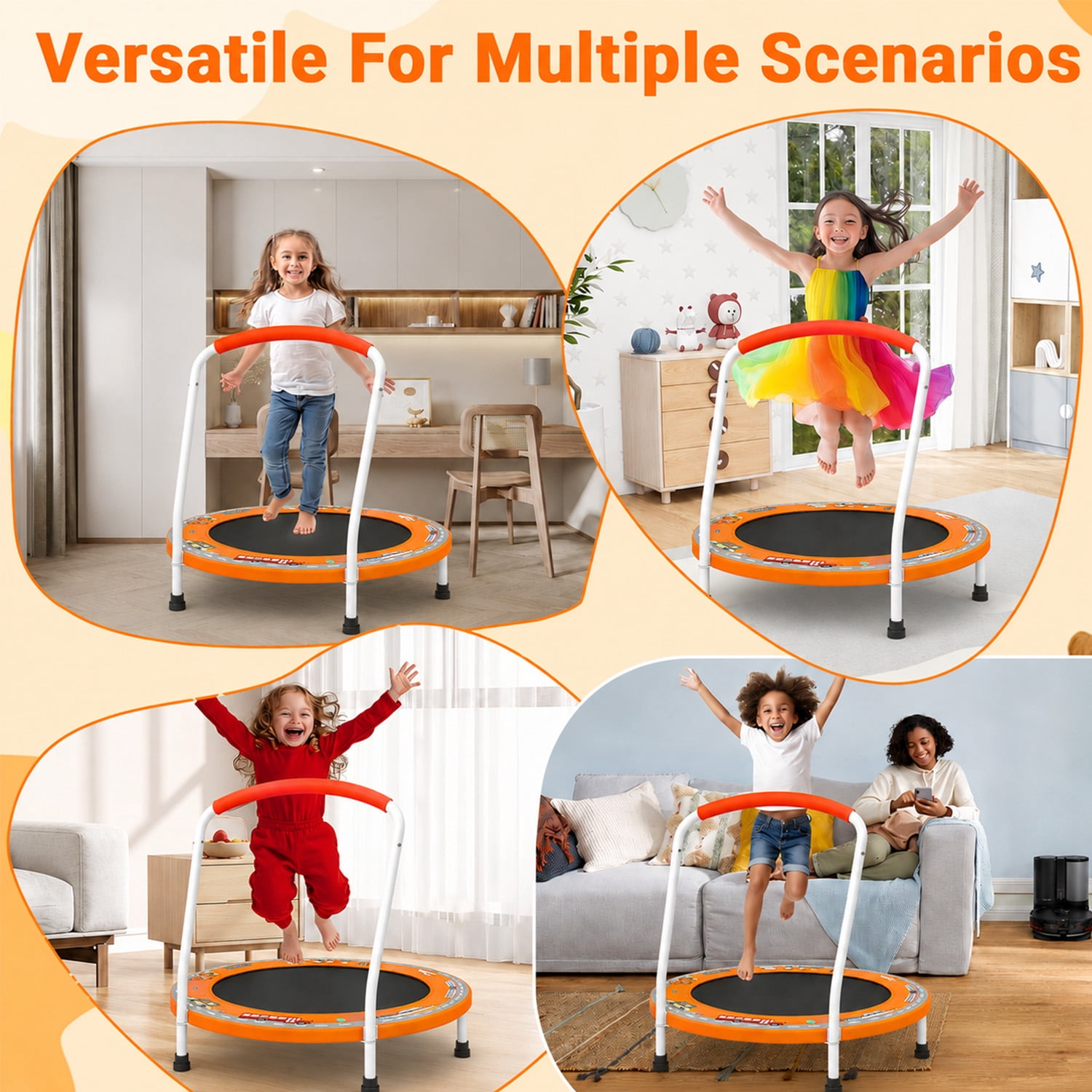 LIZEVINC 36" Trampoline Indoor Trampoline with Handle,Orange