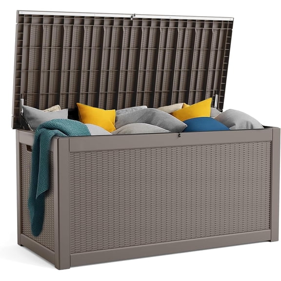 NIAIZEK Outdoor Lockable Waterproof 260 Gallon Resin Deck Box, Grey