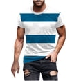 thumbnail image 2 of Mens T-Shirts Big & Tall M-5X Plus Size Short Sleeve Crewneck Tees Pullover Slim Stripe Printed Casual Athletic Workout Tshirts Tops, 2 of 5