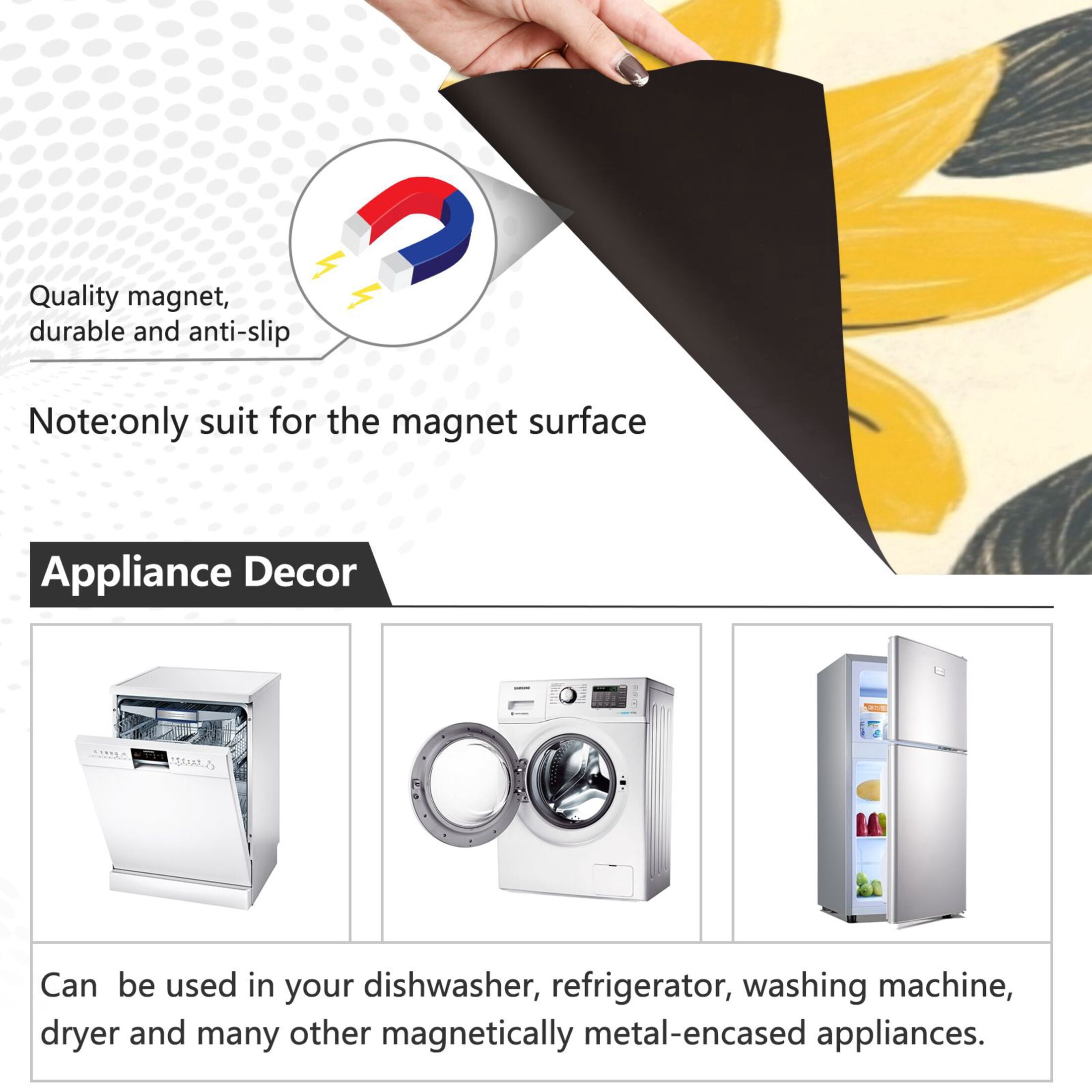 Dishwasher Magnetic Sticker 23x26 Inch Refrigerator Magnetic Sticker Washing Machine Magnetic Sticker Kitchen Panel Magnetic Sticker Home Decor Lovely Yellow Chrysanthemums