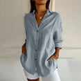 thumbnail image 2 of Npasoilc Button Down Shirts For Women Casual Solid Color Long Sleeve Turndown Collar Office Work Tunic Top Blouse Comfy Dress Shirts, 2 of 6