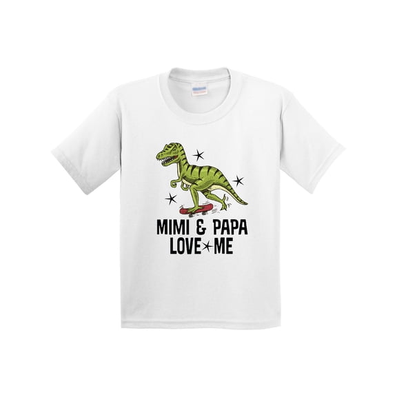 Inktastic Mimi and Papa Love Me Grandchild Dinosaur Youth T-Shirt