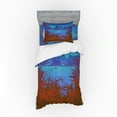 thumbnail image 1 of Landscape Duvet Cover Set, Cartoon Like Castle Island Mystic at Night Mountain Stars, Bedding Set with Shams and Fitted Sheet, 3 Sizes, by Ambesonne, 1 of 3