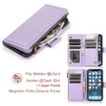 thumbnail image 3 of Dteck Wallet Case for iPhone 14 Pro Max, Premium PU Leather Zipper Flip 9 Card Slots Wallet with Wrist Strap Magnetic Closure Built-in Kickstand Protective Case,Lavender, 3 of 5
