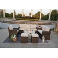 thumbnail image 3 of Abrihome 7-Piece Patio Gray Rattan Wicker Conversational Sofa Set with Fire Pit Table and Storage Box, 3 of 7