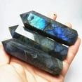 thumbnail image 6 of K-KED 70-80mm Natural Labradorite Quartz Crystal Point Wand Healing Stone Obelisk Rock, 6 of 9