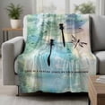 thumbnail image 2 of Turquoise Ombre Dragonfly Blanket Soft Cozy Warm Throw Blanket for Couch, Plush Fuzzy Flannel Fleece Blankets for Sofa, Abstract Modern Art Gradient Bed Blankets Lightweight Gifts for Women, 30"x40", 2 of 9