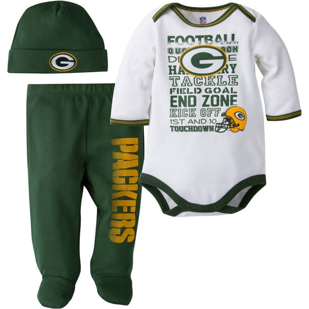 Nfl Green Bay Packers Baby Boys Bodysuit Pant And Cap Outfit Set 3 Piece Walmart Com Walmart Com
