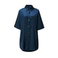 thumbnail image 5 of Hanerdun Women Nightgown Female Silky V-Neck Sleepshirt Pajamas Navy Blue 2XL, 5 of 5