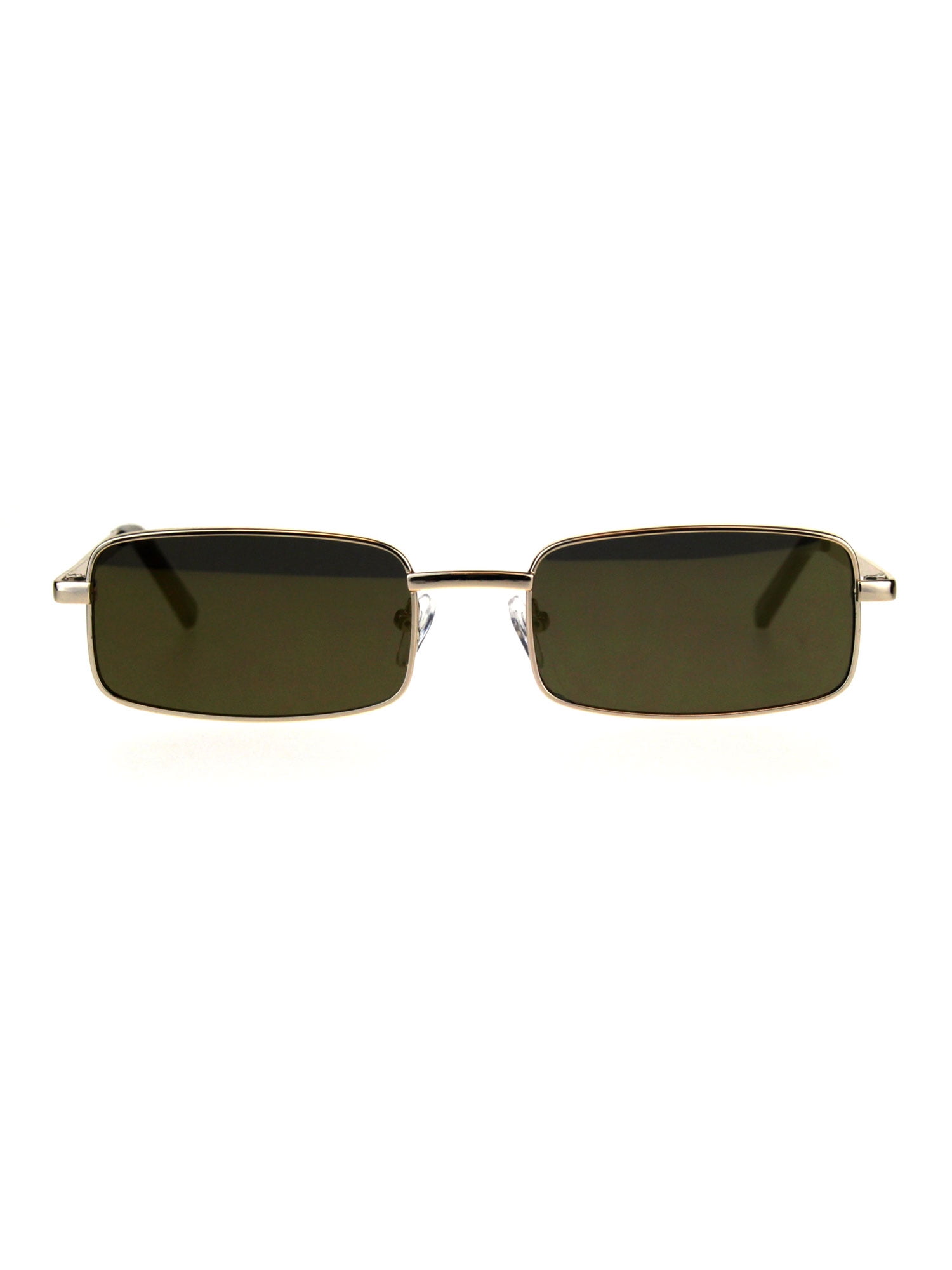 Mens Retro Vintage Narrow Rectangular Og Mirror Lens Sunglasses All Gold