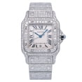 thumbnail image 1 of Pre-Owned Cartier Santos Galbée 29MM 1564 Silver Roman Dial Diamond Bezel Stainless Steel Full Diamond Bracelet, 1 of 7