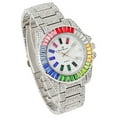 thumbnail image 5 of Women's Baguette Cut Iced Out Diamond Watch - Drop it Down with This Bling'ed Out Crystal Tennis Bracelet on Your Wrist Ladies! - ST10372MLA-TB (ST10372MLAMC Metal SLV Rainbow- TB), 5 of 7