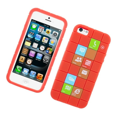 Rubber Gel Silicone Skin - iPhone 5S case, iPhone 5C case, by Insten Checker Rubber Silicone Skin Gel Back Case Cover For Apple iPhone 5 / 5C / 5S