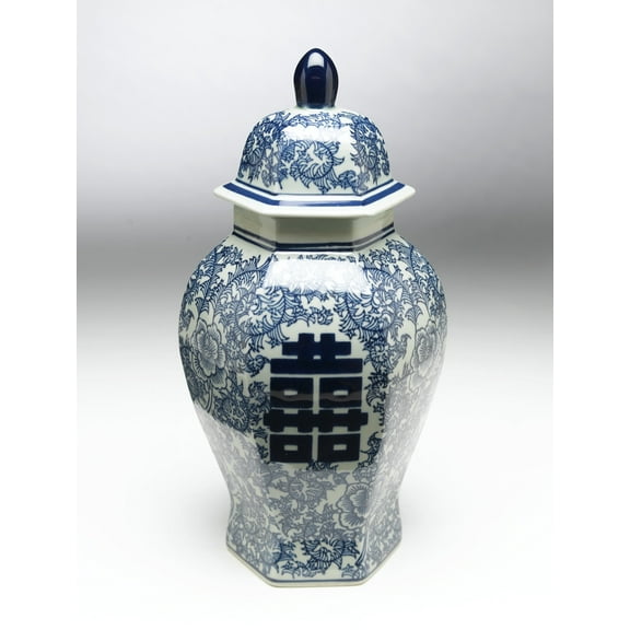 Zeckos AA Importing 59741 Antiqued Pale Green And Blue Ginger Jar With Lid