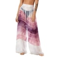 thumbnail image 2 of Betivan Women's Beach Pants Bohemian Chiffon Graphic Lightweight Sun Protection Wide Leg Trousers Sheer Breathable Summer Casual Daily Beach Vacation Pool, 2 of 8