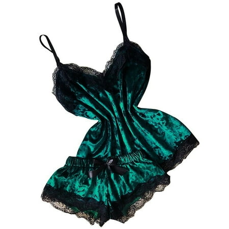 

AOMPMSDX Womens Trendy Lingeries New Lingerie Camisole Bow Shorts V Neck Tops Velvet Pajamas Sleepwear Womens Lingerie